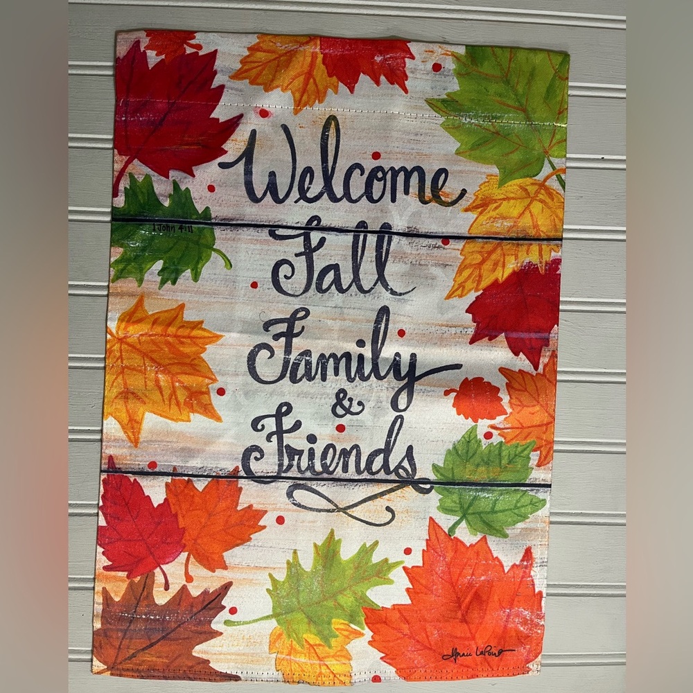 Annie LaPoint Welcome Fall Family & Friends Garden Flag Autumn Leaf Pattern